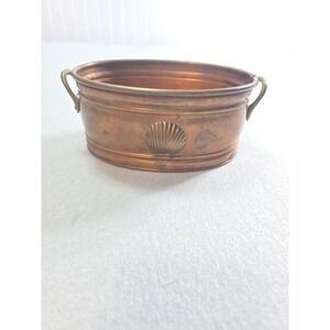 Vintage Solid Brass Metal Seashell Planter Serving Candy Dish Tray Bowl Vase